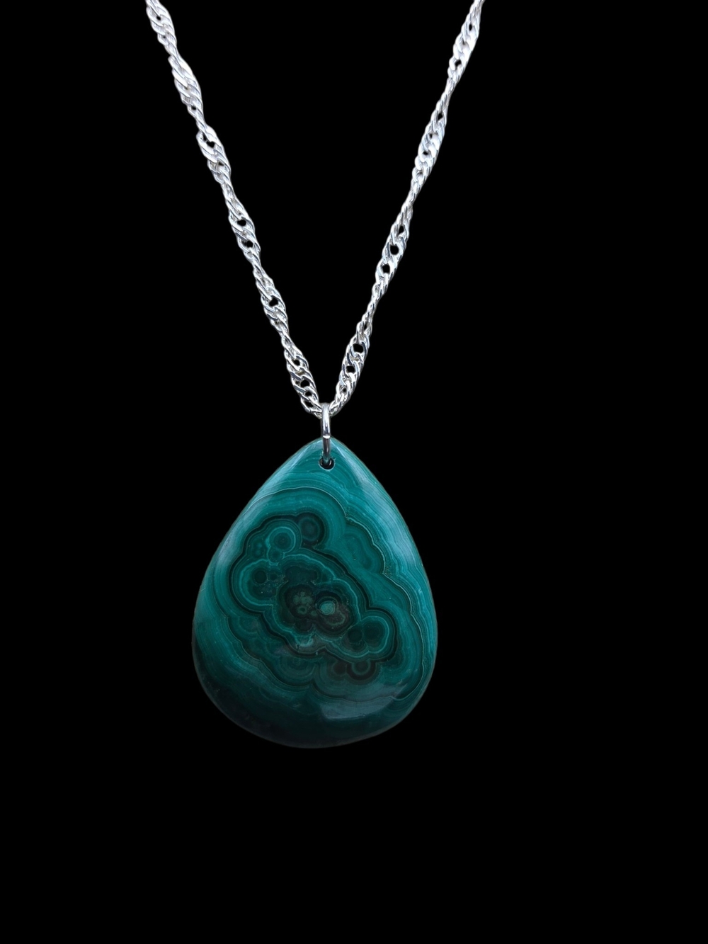 Teardrop Green Malachite Pendant Necklace And Bracelet